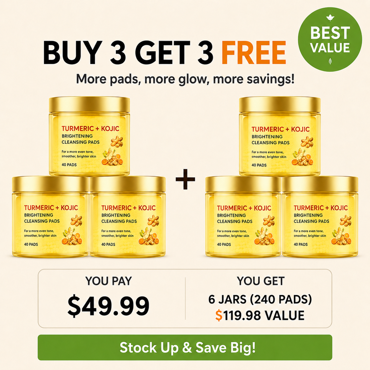Truelumi Turmeric + Kojic Brightening Cleansing Pads