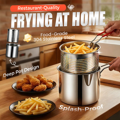 🍳 304 Stainless Steel Fryer –Compact Frying Pot for Fries, Chicken & Tempura