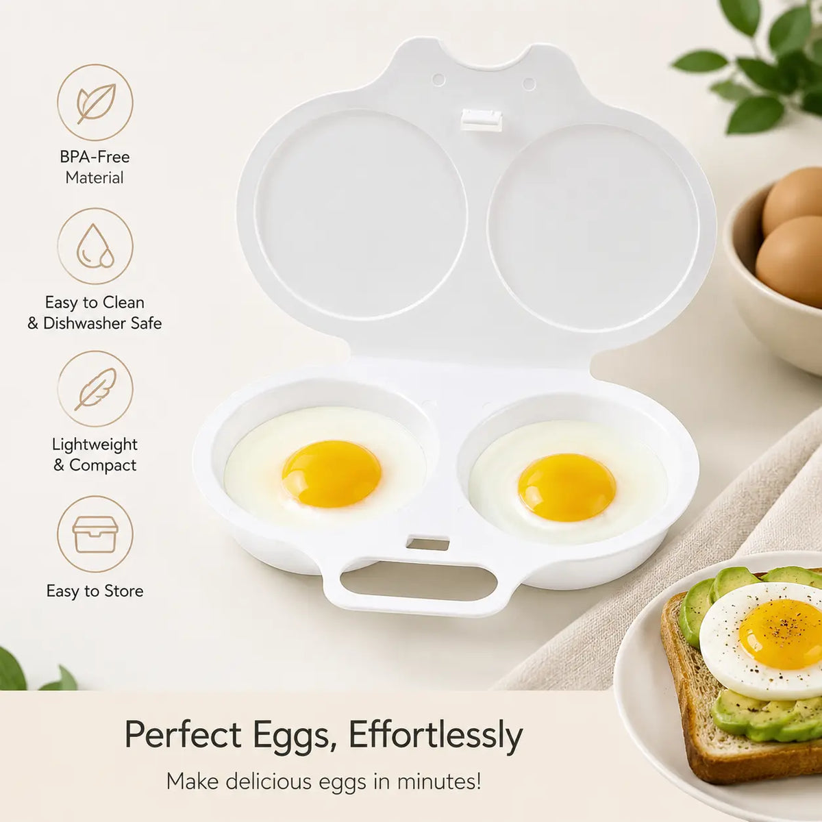 EggEase™ Microwave Egg Maker-Perfect Poached Eggs & Omelettes in Minutes