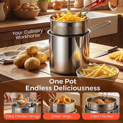 🍳 304 Stainless Steel Fryer –Compact Frying Pot for Fries, Chicken & Tempura