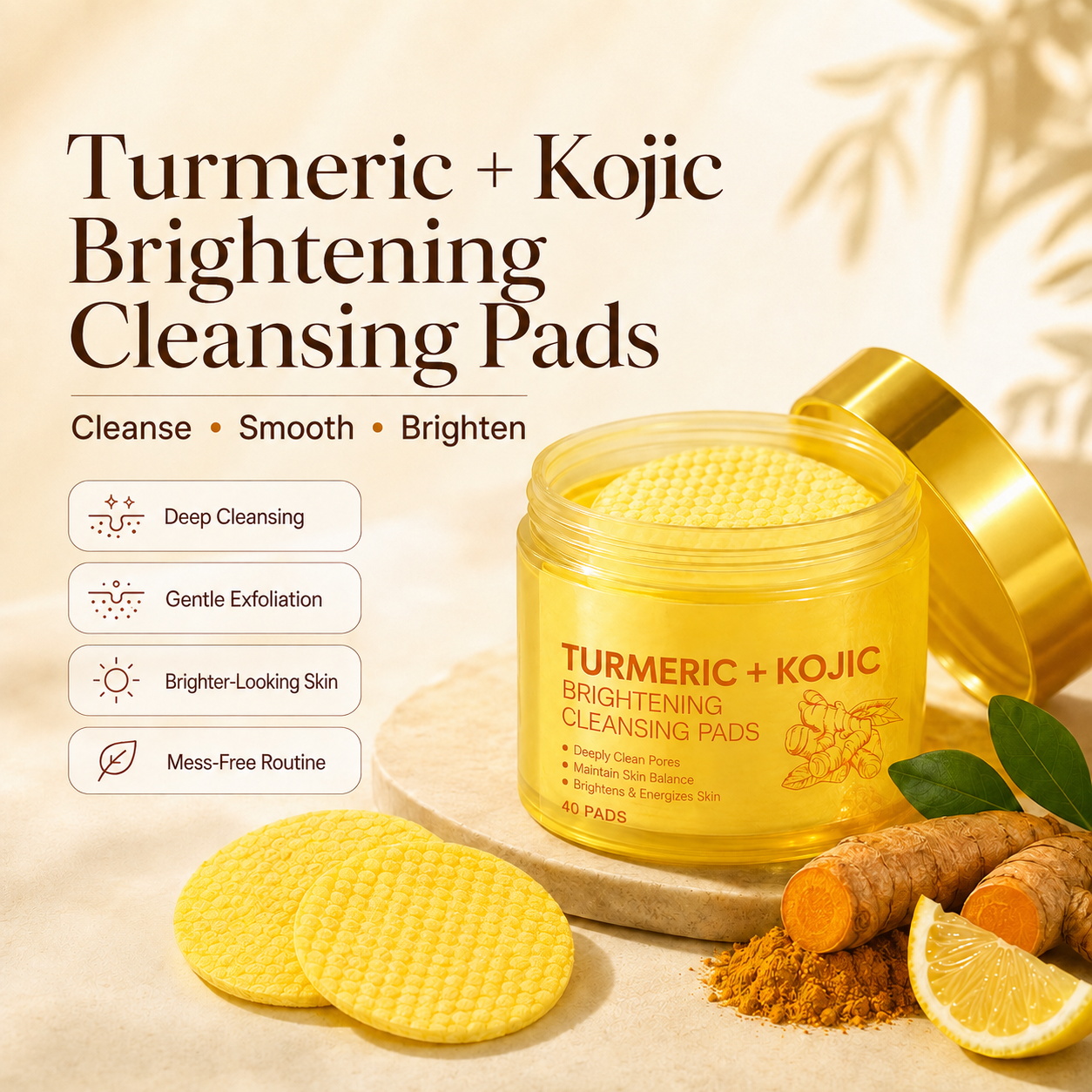 Truelumi Turmeric + Kojic Brightening Cleansing Pads