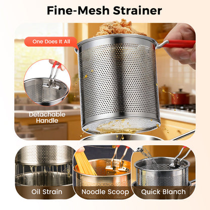 🍳 304 Stainless Steel Fryer –Compact Frying Pot for Fries, Chicken & Tempura