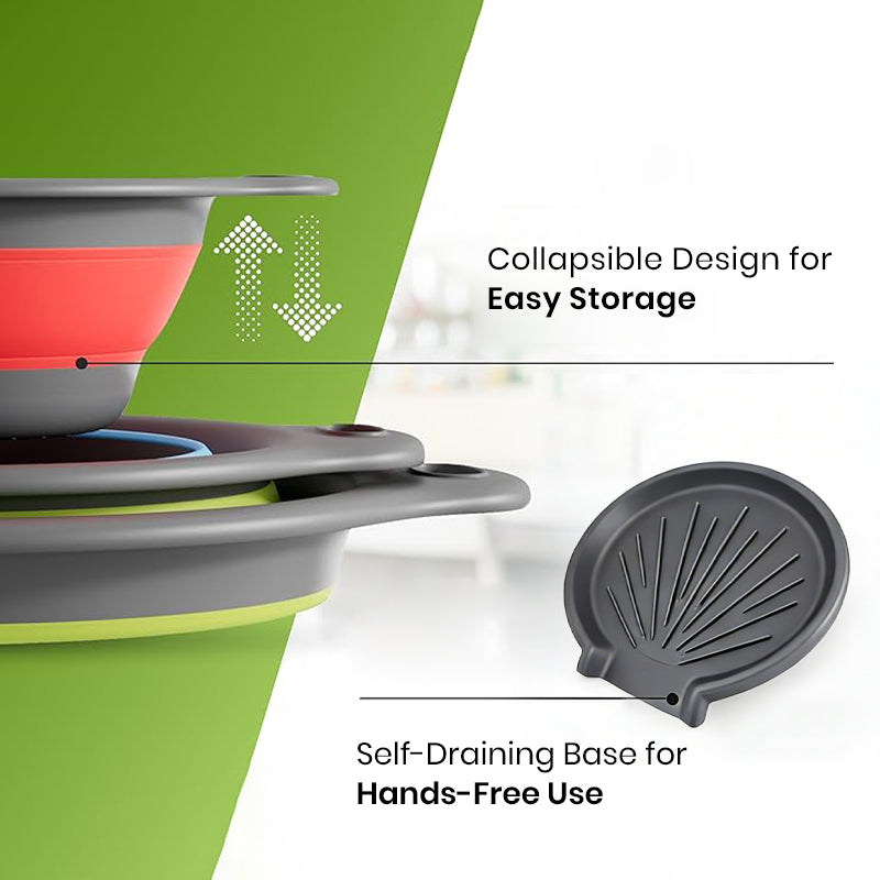 4 Piece Collapsible Silicone Kitchen Strainer Set