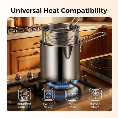 🍳 304 Stainless Steel Fryer –Compact Frying Pot for Fries, Chicken & Tempura