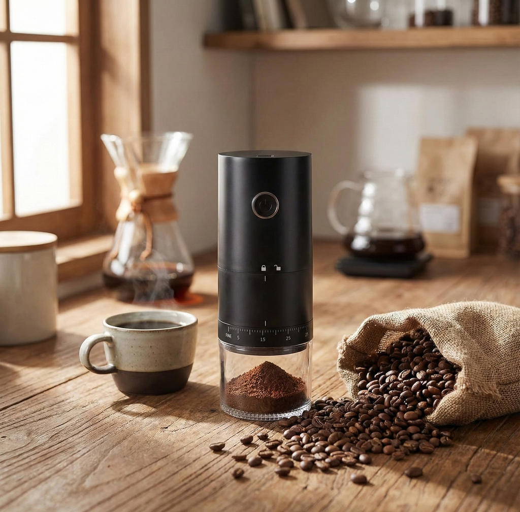 Portable cordless electric coffee grinder