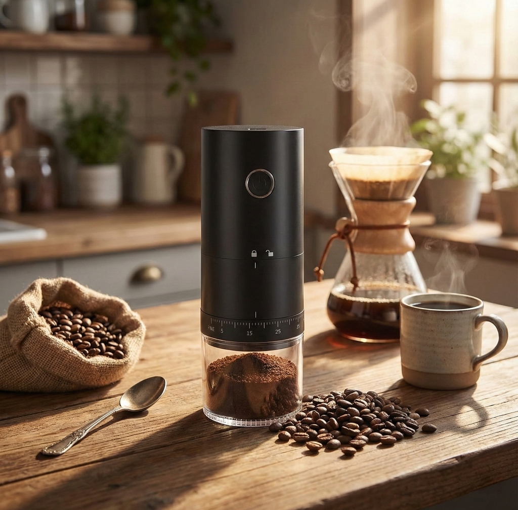 Portable cordless electric coffee grinder