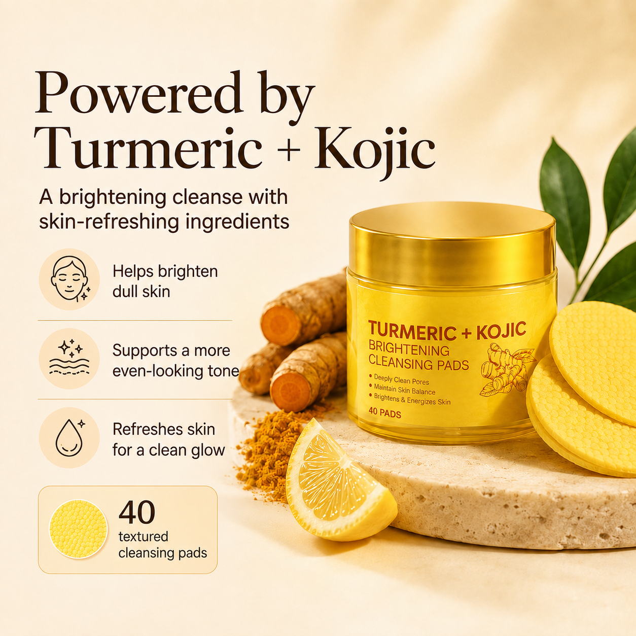 Truelumi Turmeric + Kojic Brightening Cleansing Pads
