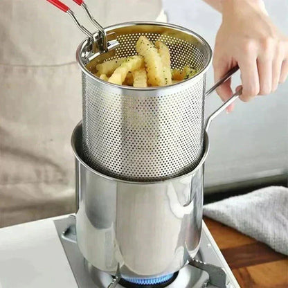 🍳 304 Stainless Steel Fryer –Compact Frying Pot for Fries, Chicken & Tempura
